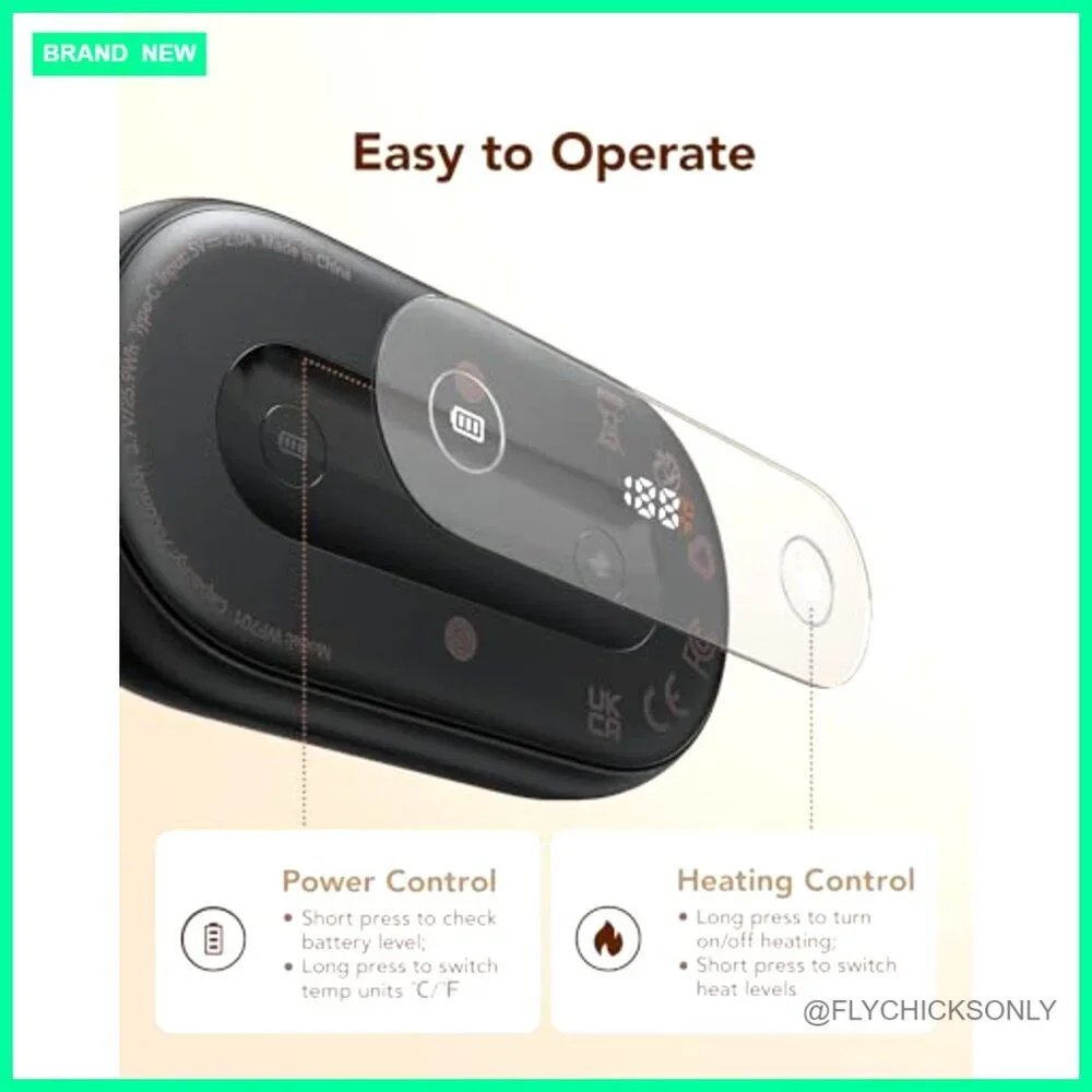 Rechargeable Magnetic Hand Warmers 7000mAh 3-Level Heating 131°F 15 Hours